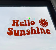 Load image into Gallery viewer, Suncatcher Sticker &#39;Hello Sunshine&#39; // Retro Sun Catcher Decal // Removable &amp; Reusable
