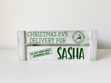 Load image into Gallery viewer, Decal Sticker for Christmas Eve Box // Personalised Christmas Eve Crate Decal // DIY Festive Gift Box For Children
