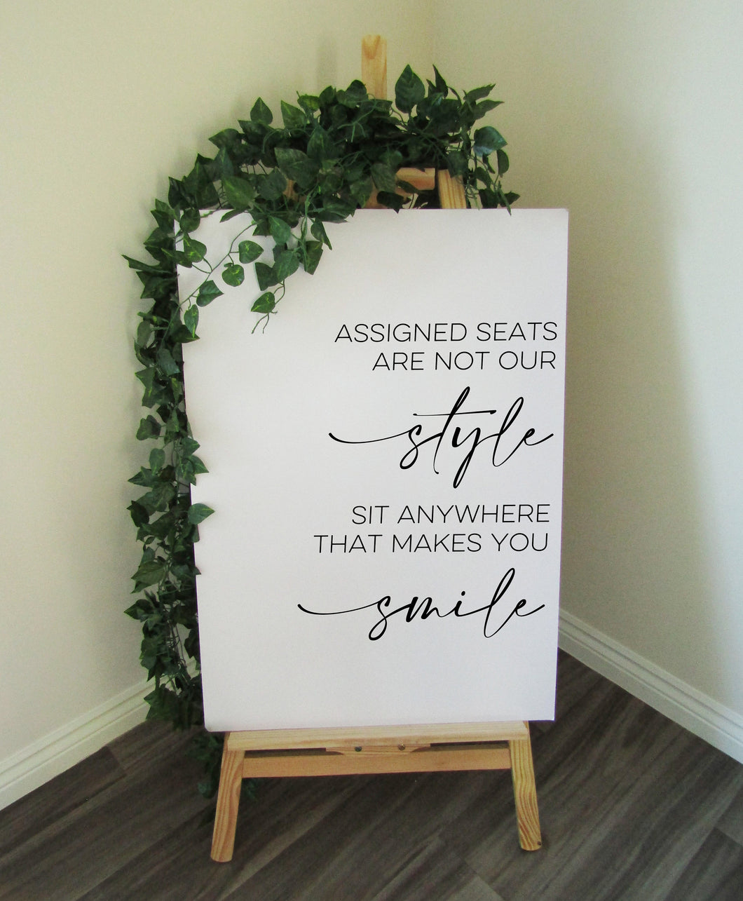 Vinyl Decal 'Assigned Seats are not our style' Minimal Wedding Welcome Sign // A3/A2 // DIY Ceremony Signage