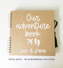 Load image into Gallery viewer, Vinyl Sticker for DIY Adventure Scrap Book // Holiday Photo Album Cover // Custom Valentines Gift or Anniversary Present
