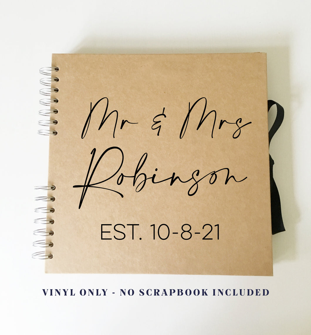 Vinyl Decal Sticker for DIY Guest Book // Custom Scrap Book or Photo Album Cover // Anniversary Gift for Couple or Wedding Planning Binder