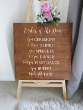 Load image into Gallery viewer, Vinyl Decal Sticker A2 Order of the Day // Easy to Apply Wedding Sign DIY // Ceremony Signage
